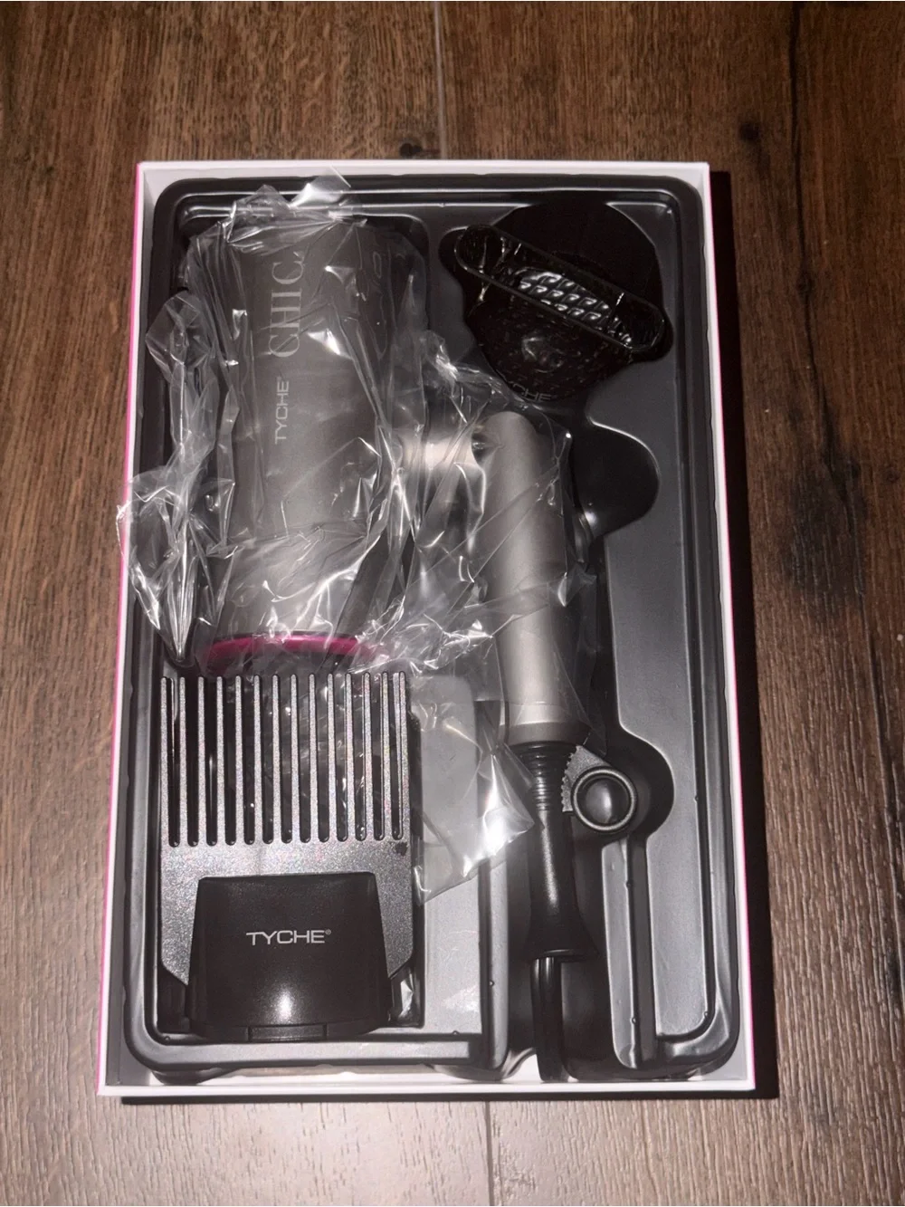 Tyche CHIC Gray Hair Dryer with Pink Accent